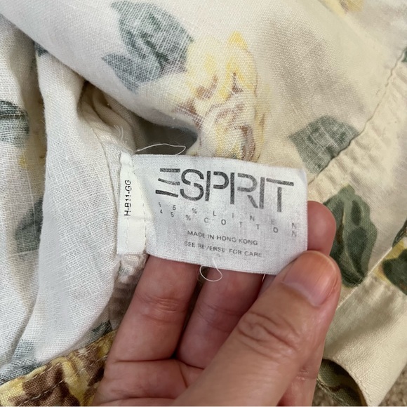 Vintage ESPRIT Sport 80s 90s Floral Rose Print Linen Cotton Blend Jacket size M - Picture 9 of 11